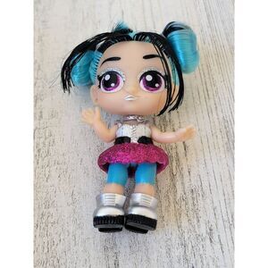 Rockstar girl blue hair glitter doll toy figure punk rock